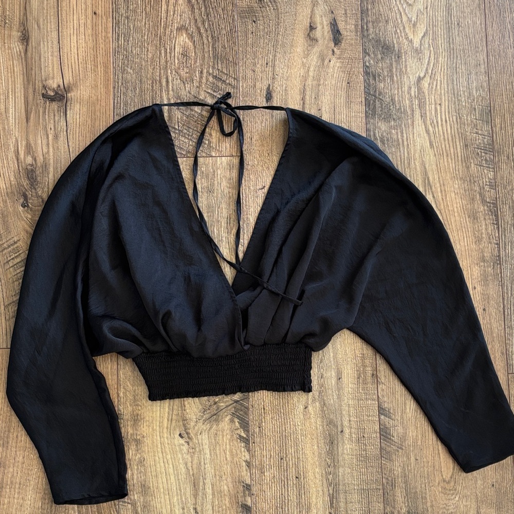 Express Cropped Plunge Long Sleeve